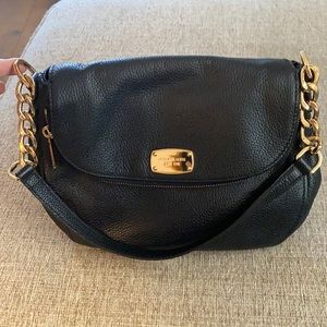 Michael Kors black pebble leather foldover bag
